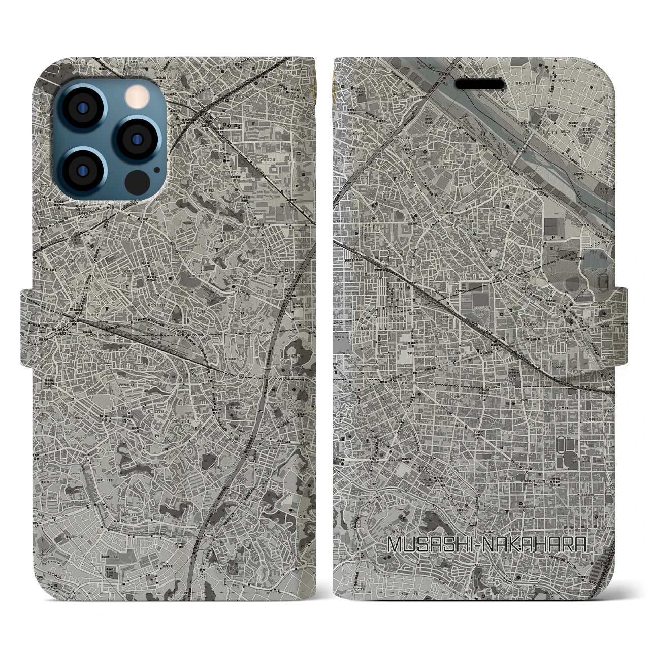 【武蔵中原(神奈川県)】地図柄iPhoneケース(手帳タイプ)