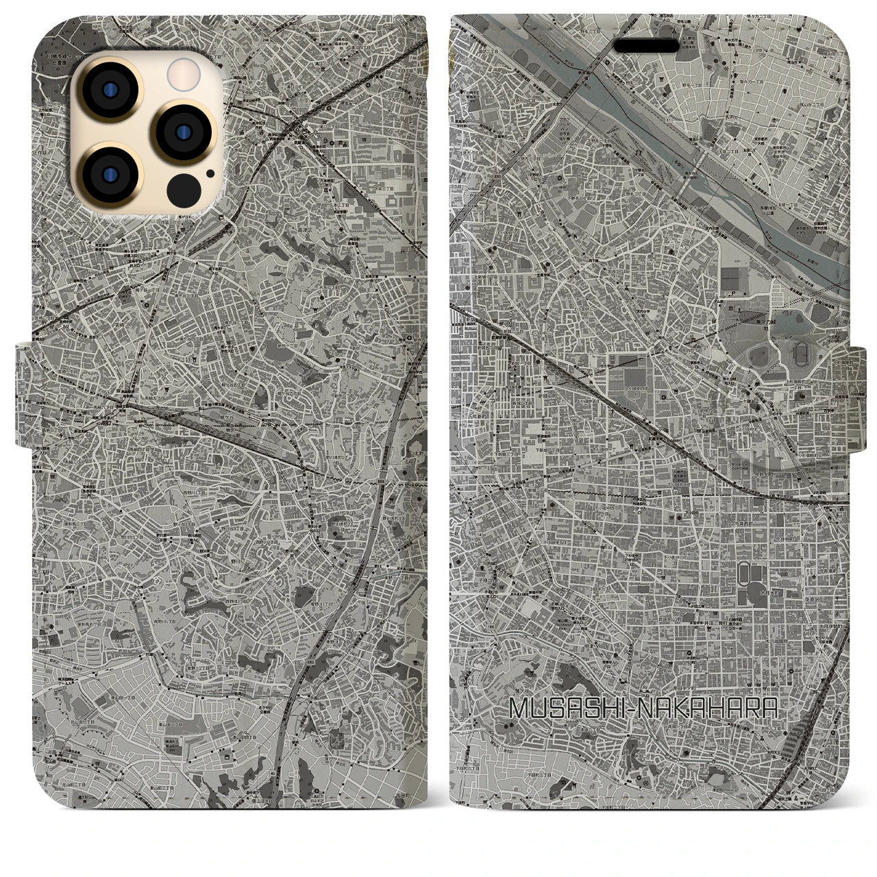 【武蔵中原(神奈川県)】地図柄iPhoneケース(手帳タイプ)