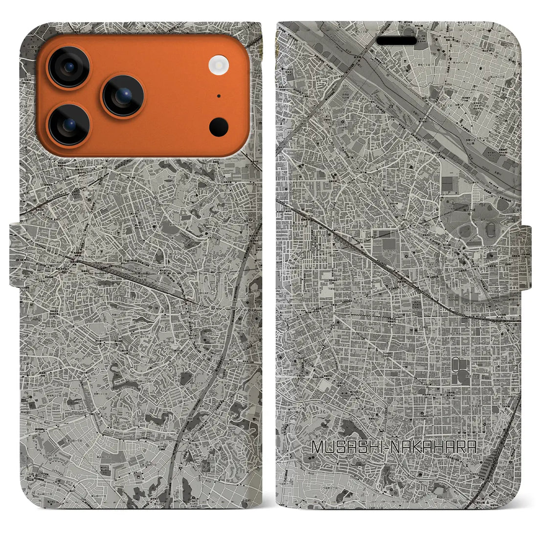 【武蔵中原(神奈川県)】地図柄iPhoneケース(手帳タイプ)