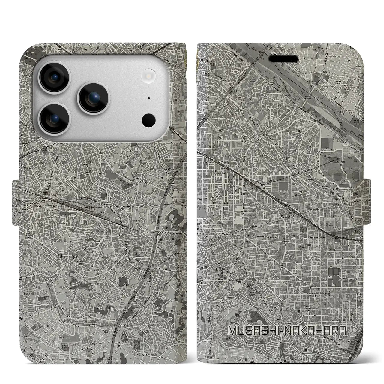 【武蔵中原(神奈川県)】地図柄iPhoneケース(手帳タイプ)