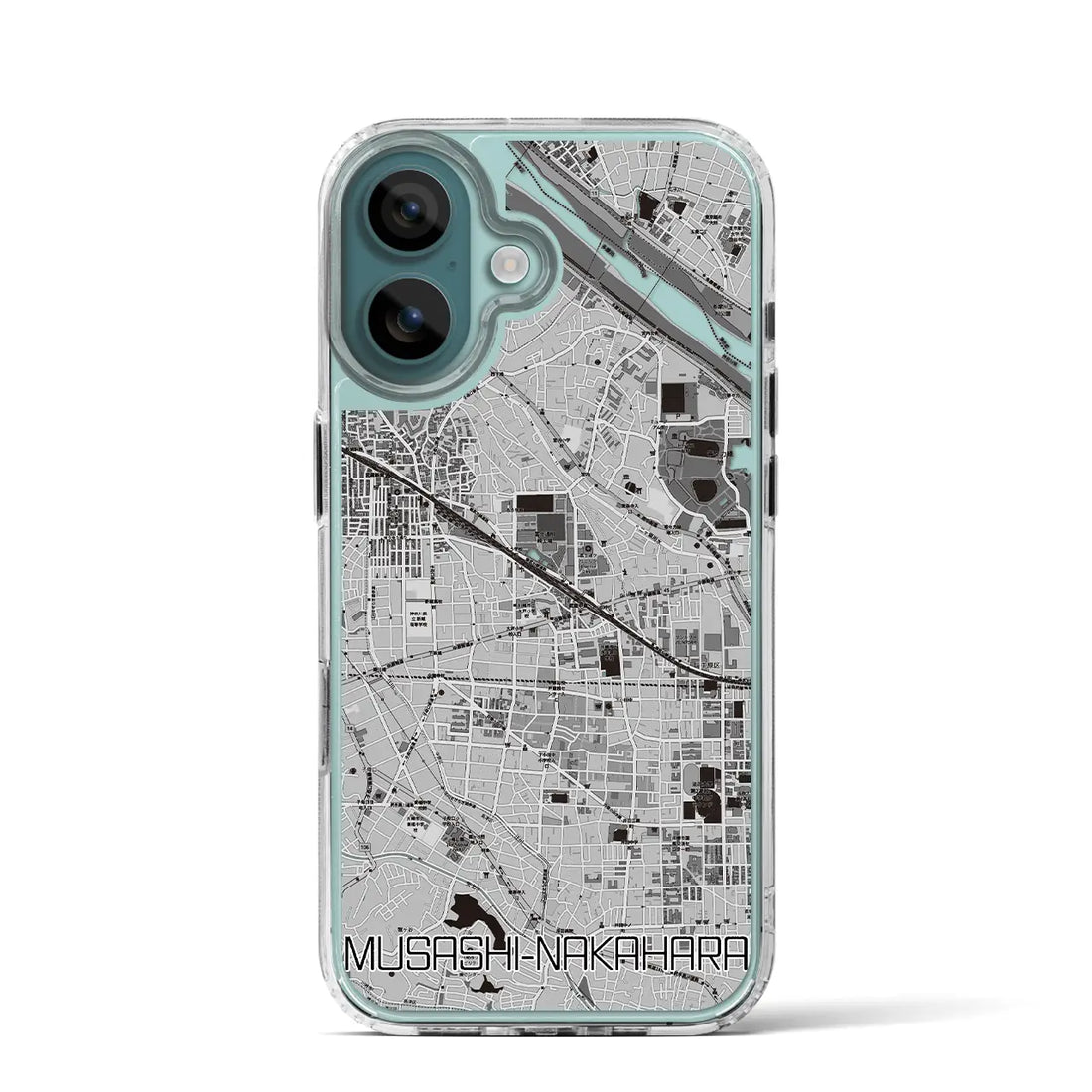 【武蔵中原(神奈川県)】地図柄iPhoneケース(MagSafeタイプ)モノトーン・iPhone 16 Pro 用