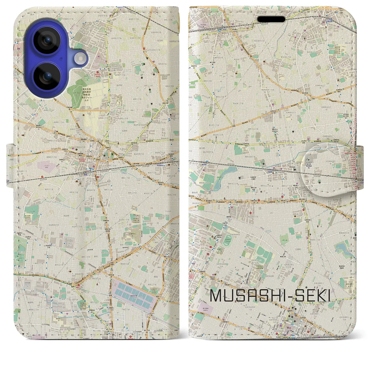【武蔵関(東京都)】地図柄iPhoneケース(手帳タイプ)ナチュラル・iPhone 16 Pro Max 用