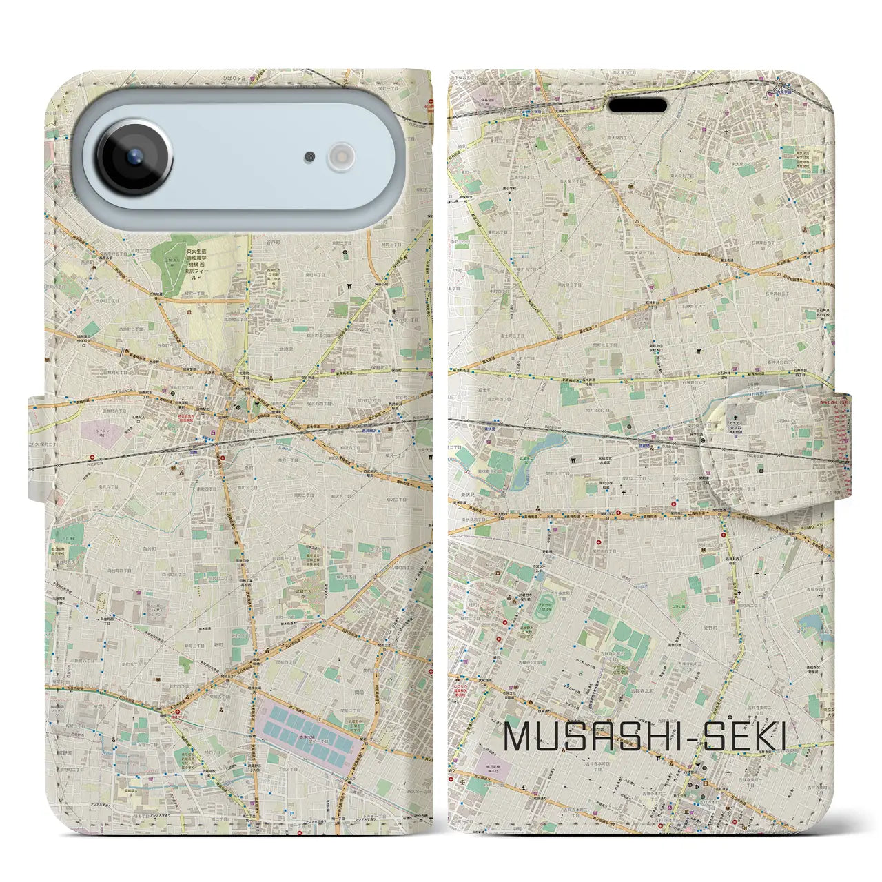 【武蔵関(東京都)】地図柄iPhoneケース(手帳タイプ)ナチュラル・iPhone 17 Pro Max 用