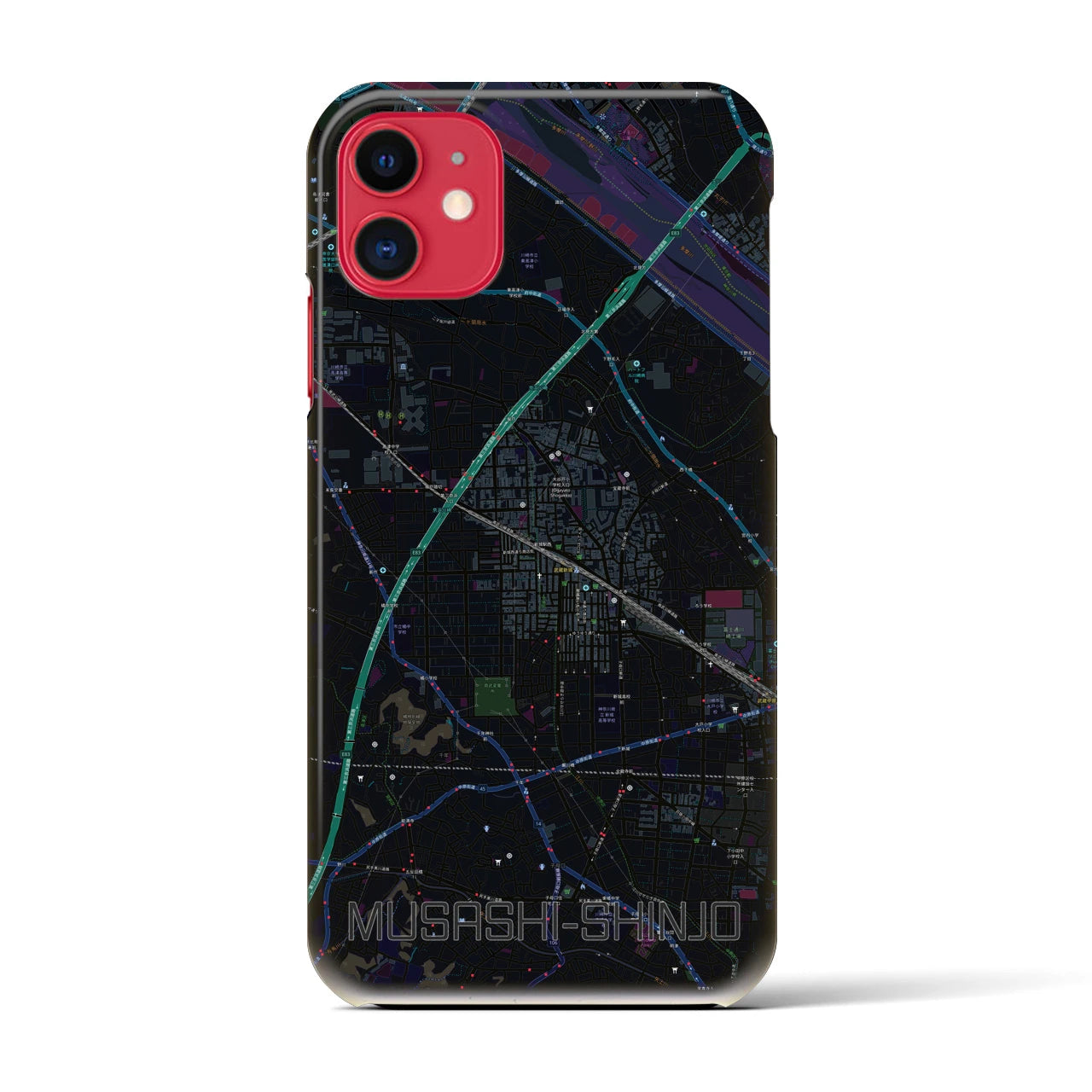 【武蔵新城(神奈川県)】地図柄iPhoneケース(バックカバータイプ)