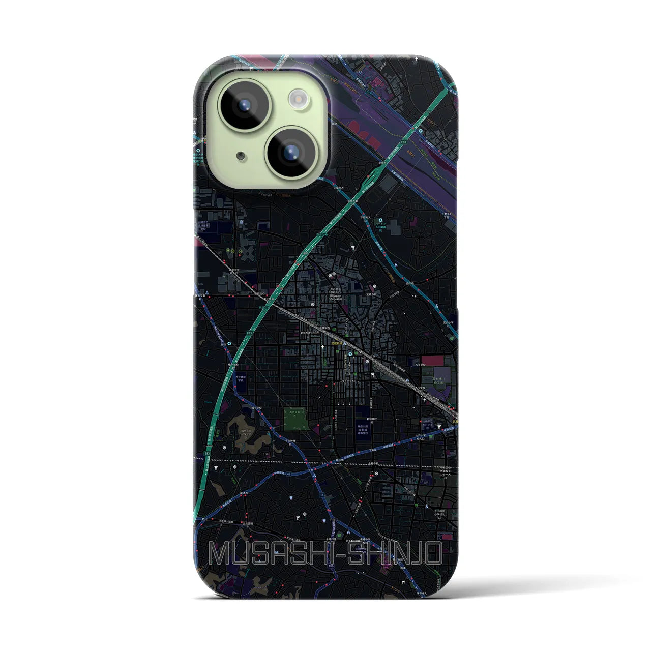 【武蔵新城(神奈川県)】地図柄iPhoneケース(バックカバータイプ)