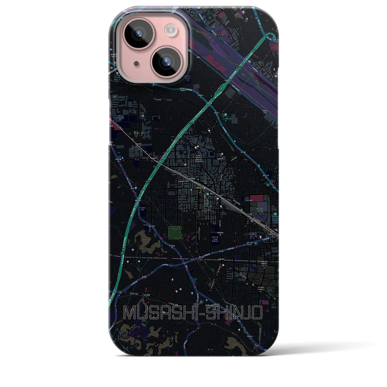 【武蔵新城(神奈川県)】地図柄iPhoneケース(バックカバータイプ)