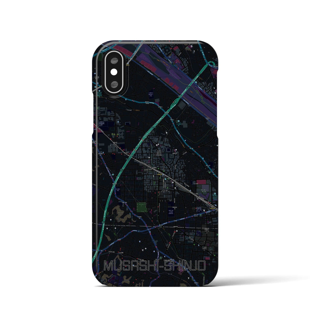 【武蔵新城(神奈川県)】地図柄iPhoneケース(バックカバータイプ)