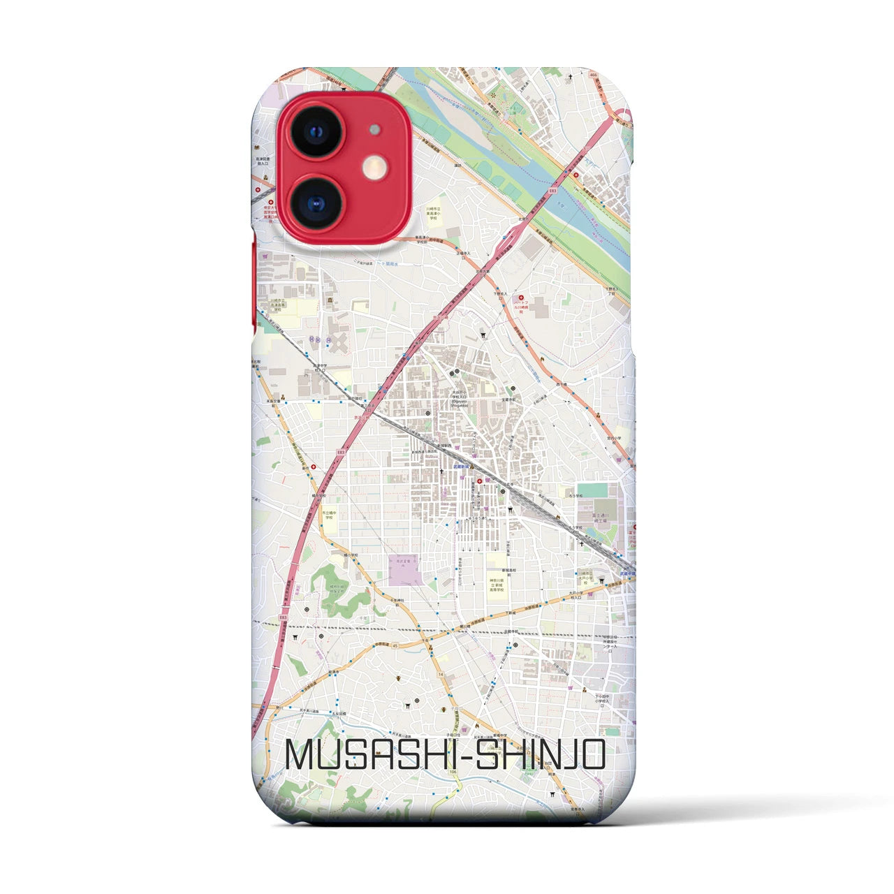 【武蔵新城(神奈川県)】地図柄iPhoneケース(バックカバータイプ)
