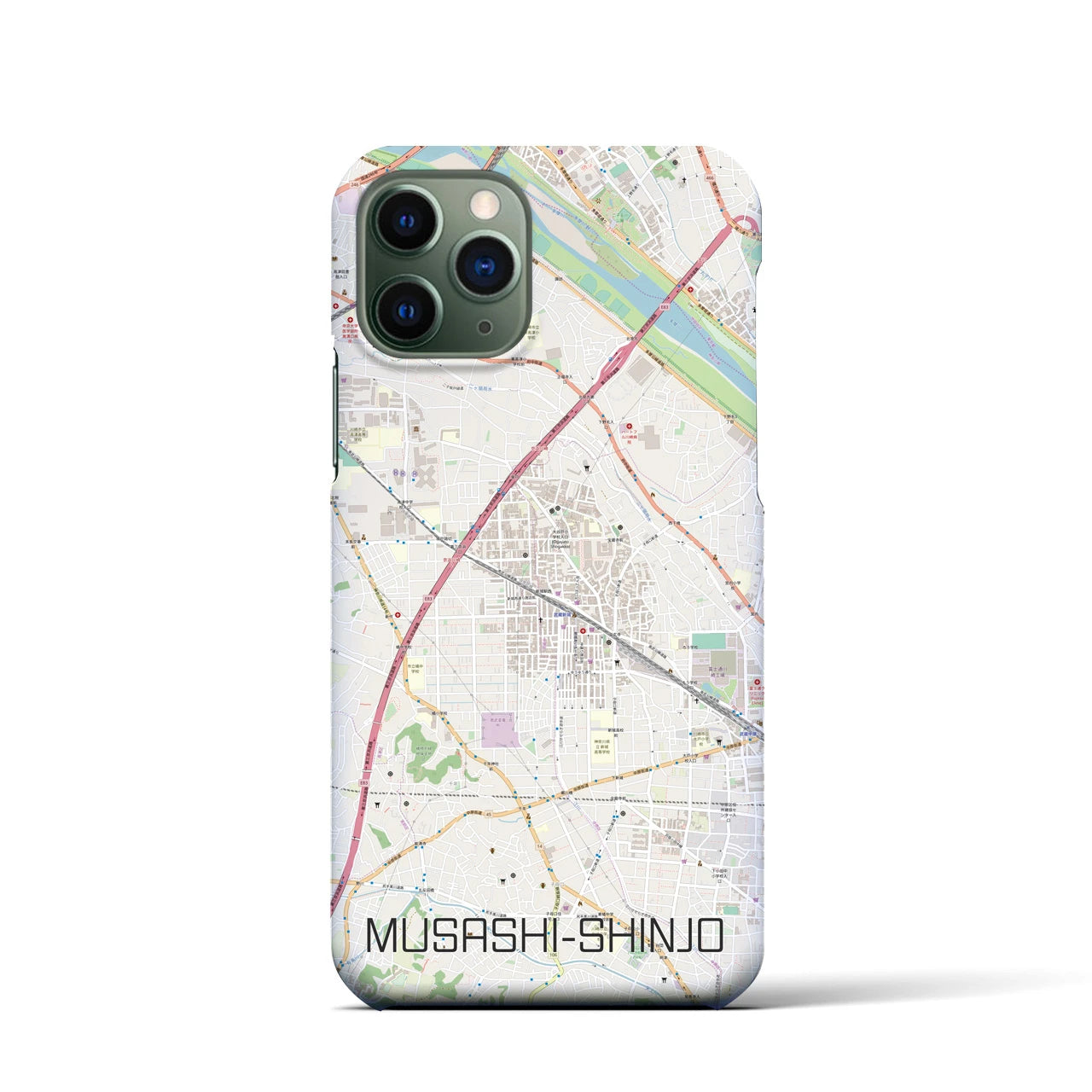 【武蔵新城(神奈川県)】地図柄iPhoneケース(バックカバータイプ)