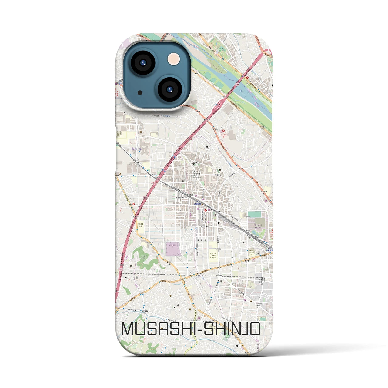 【武蔵新城(神奈川県)】地図柄iPhoneケース(バックカバータイプ)