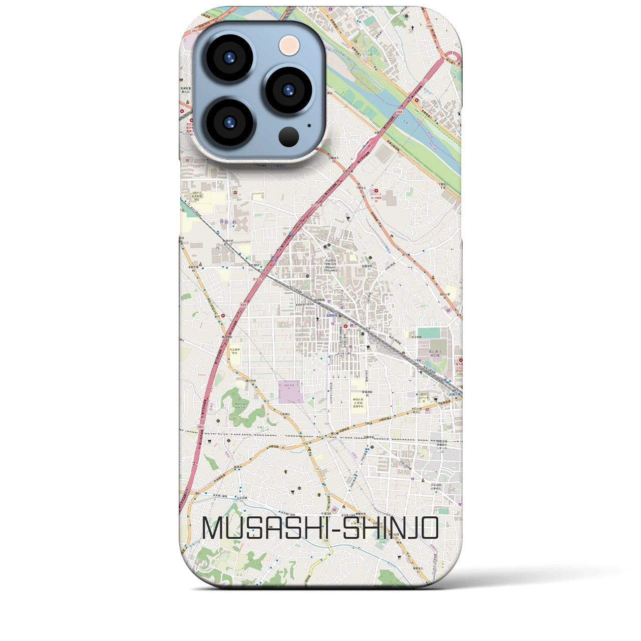 【武蔵新城(神奈川県)】地図柄iPhoneケース(バックカバータイプ)