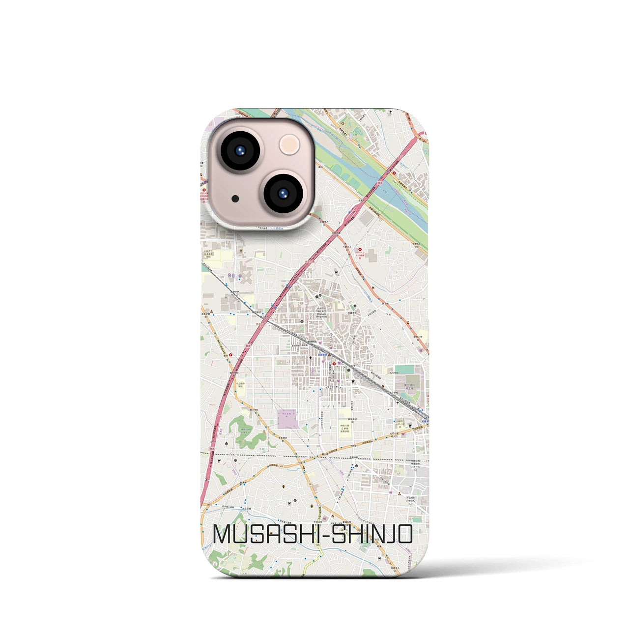 【武蔵新城(神奈川県)】地図柄iPhoneケース(バックカバータイプ)