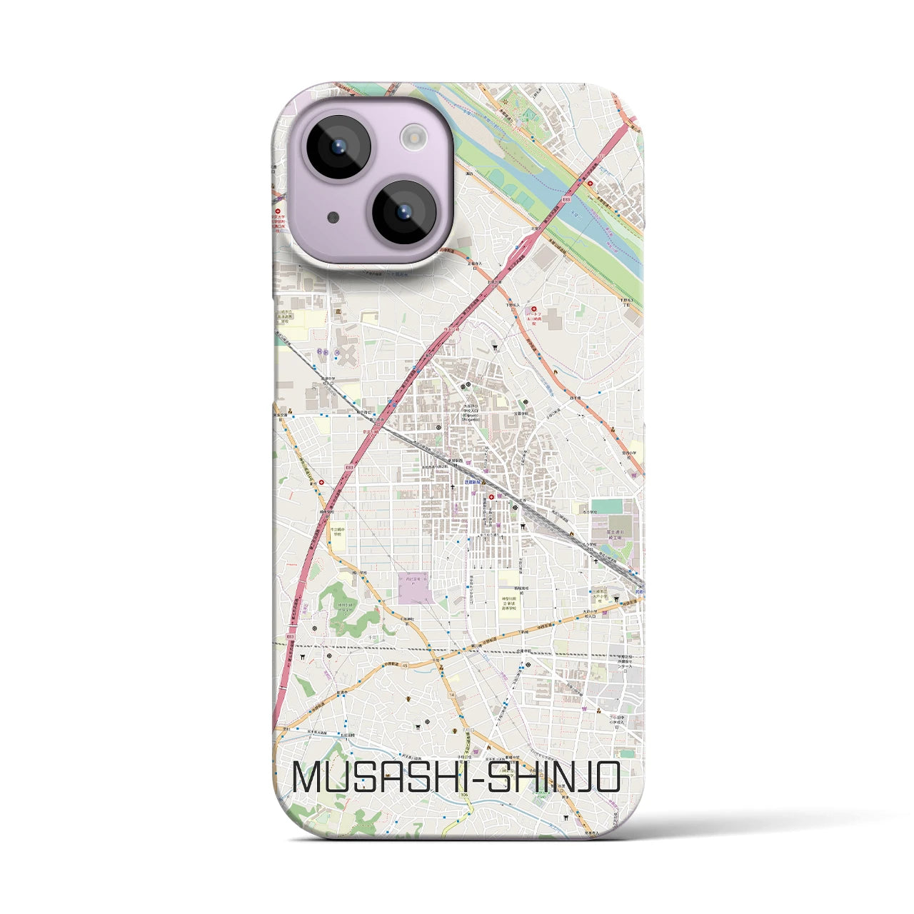 【武蔵新城(神奈川県)】地図柄iPhoneケース(バックカバータイプ)