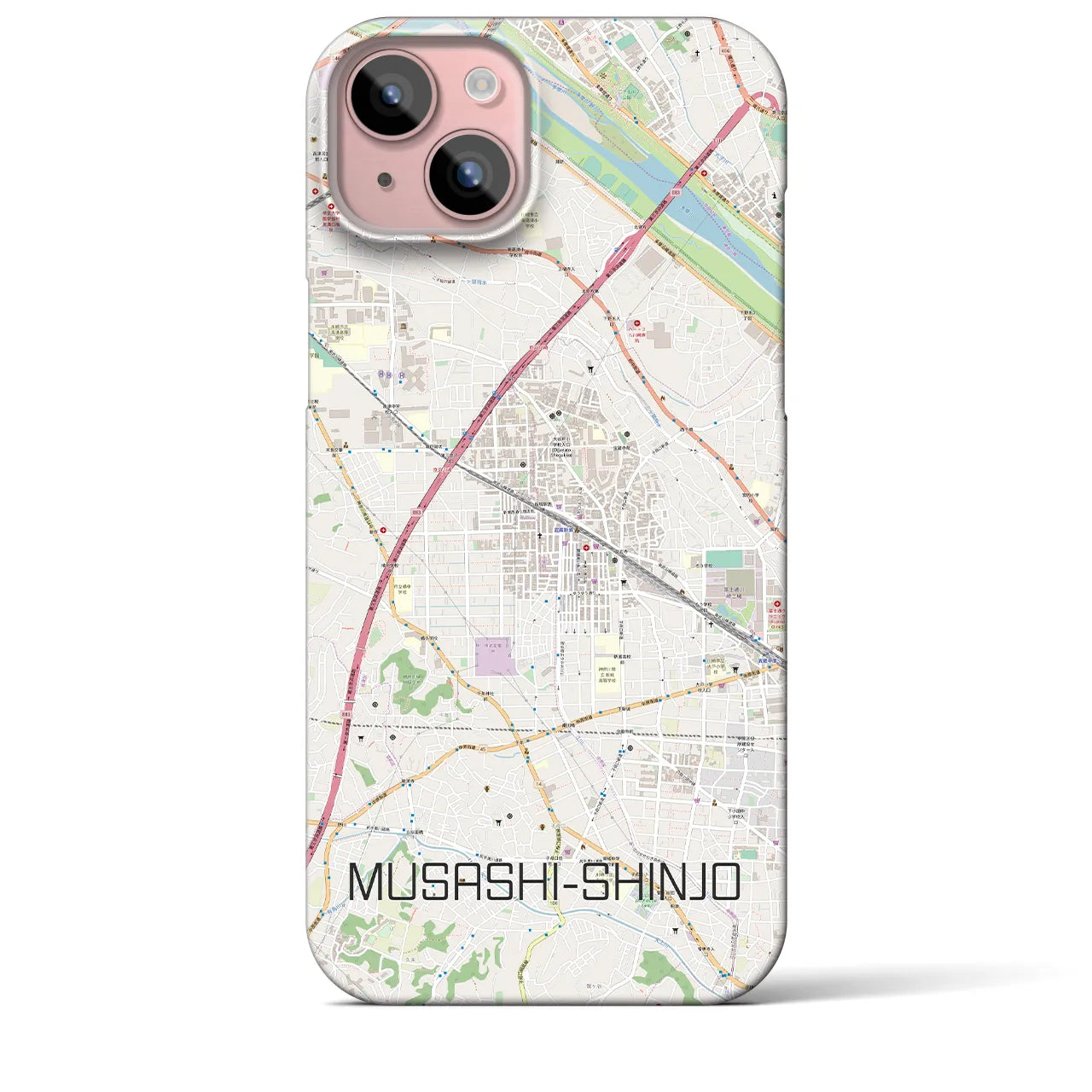 【武蔵新城(神奈川県)】地図柄iPhoneケース(バックカバータイプ)