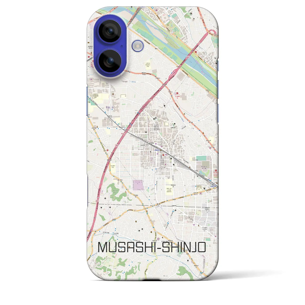 【武蔵新城(神奈川県)】地図柄iPhoneケース(バックカバータイプ)ブラック・iPhone 16 Pro Max 用