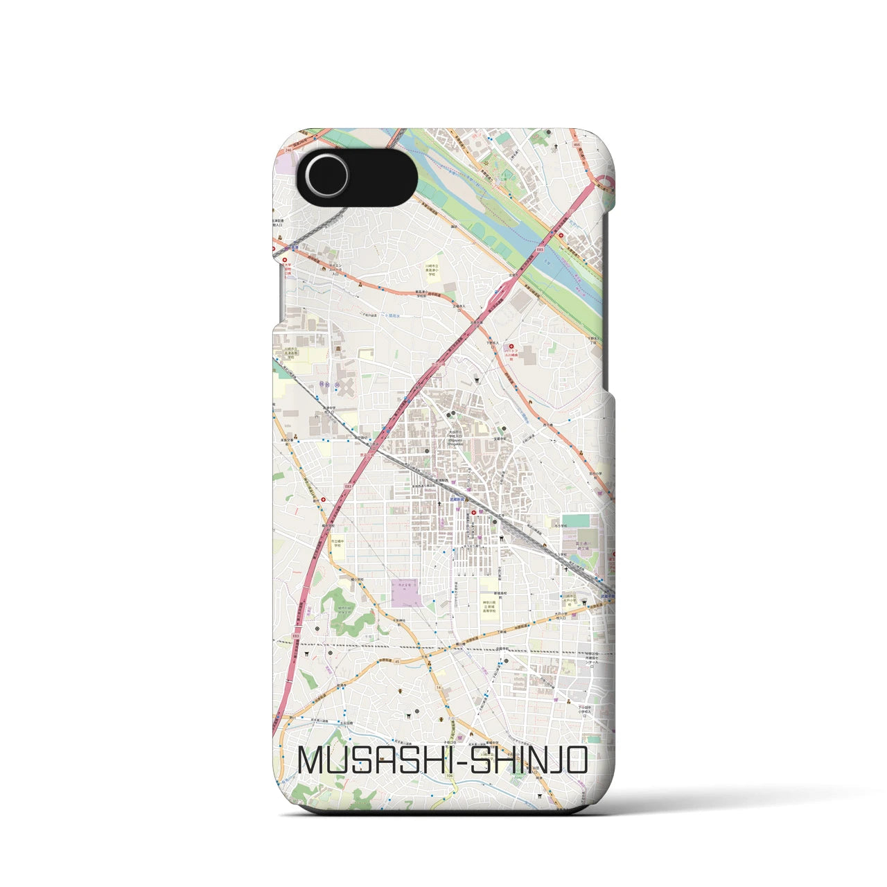 【武蔵新城(神奈川県)】地図柄iPhoneケース(バックカバータイプ)