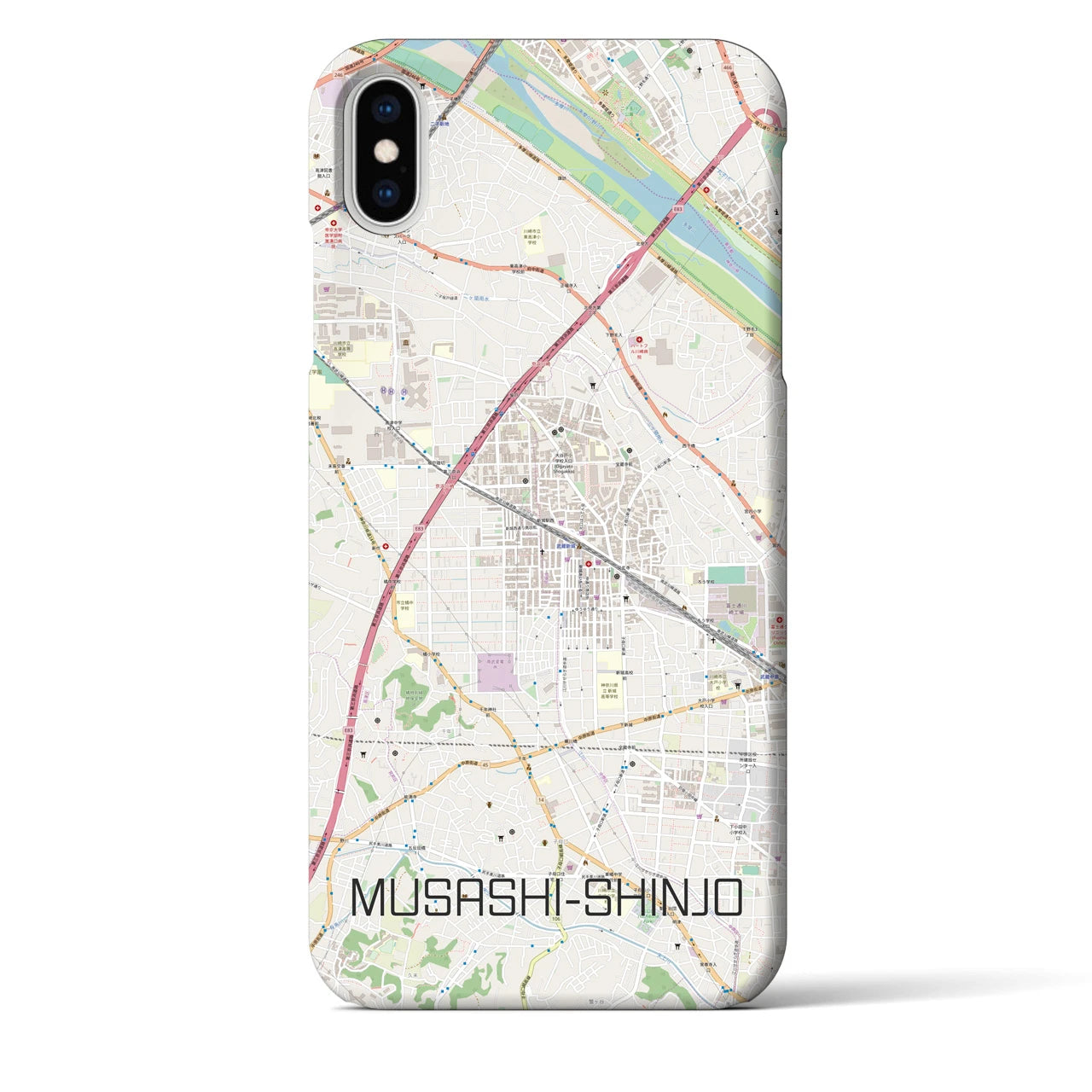 【武蔵新城(神奈川県)】地図柄iPhoneケース(バックカバータイプ)