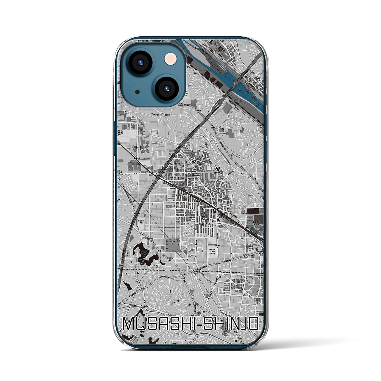 【武蔵新城(神奈川県)】地図柄iPhoneケース(クリアタイプ)
