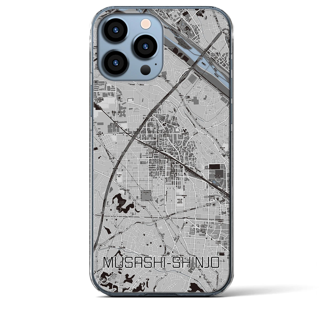 【武蔵新城(神奈川県)】地図柄iPhoneケース(クリアタイプ)