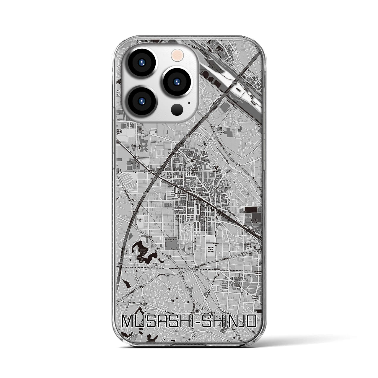 【武蔵新城(神奈川県)】地図柄iPhoneケース(クリアタイプ)