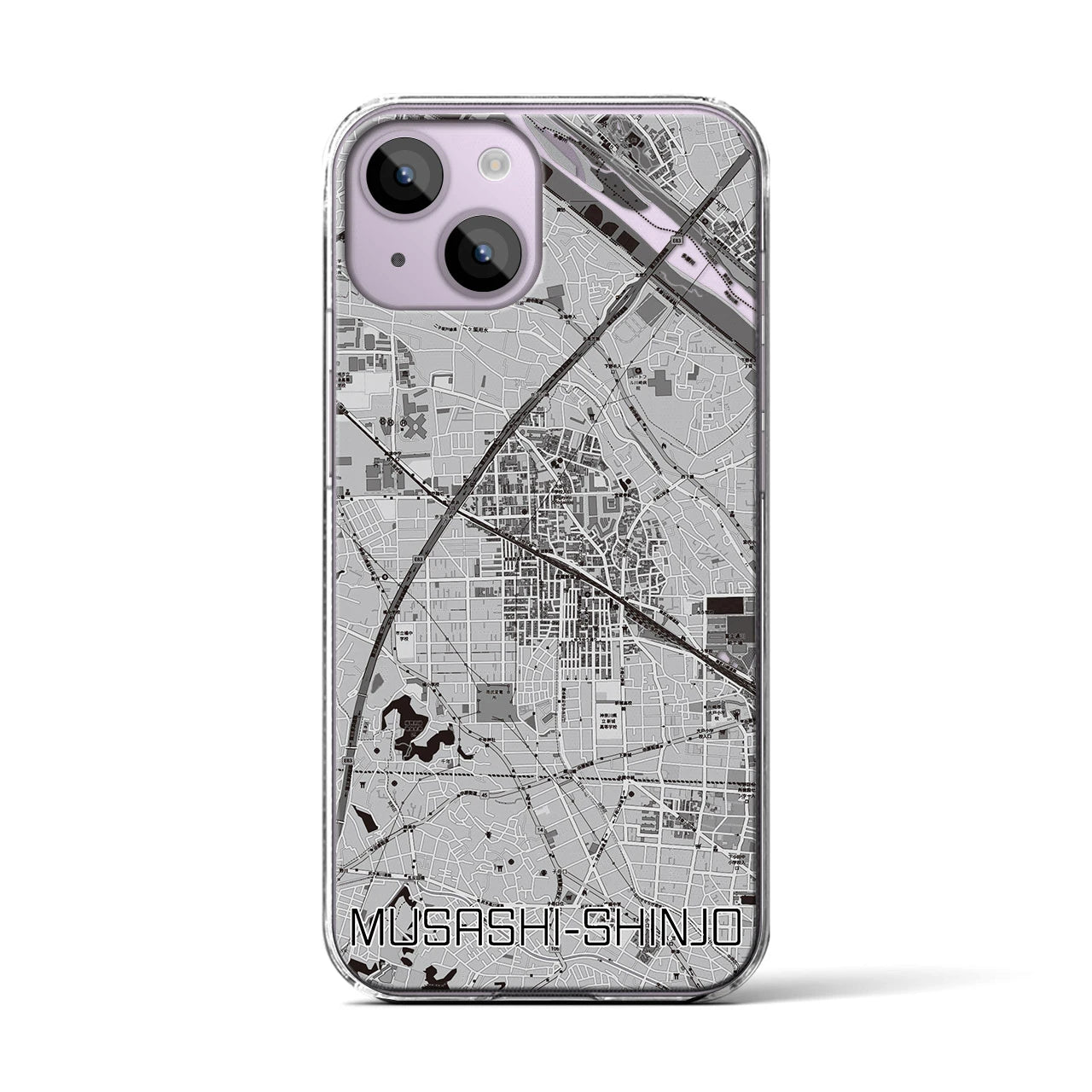 【武蔵新城(神奈川県)】地図柄iPhoneケース(クリアタイプ)