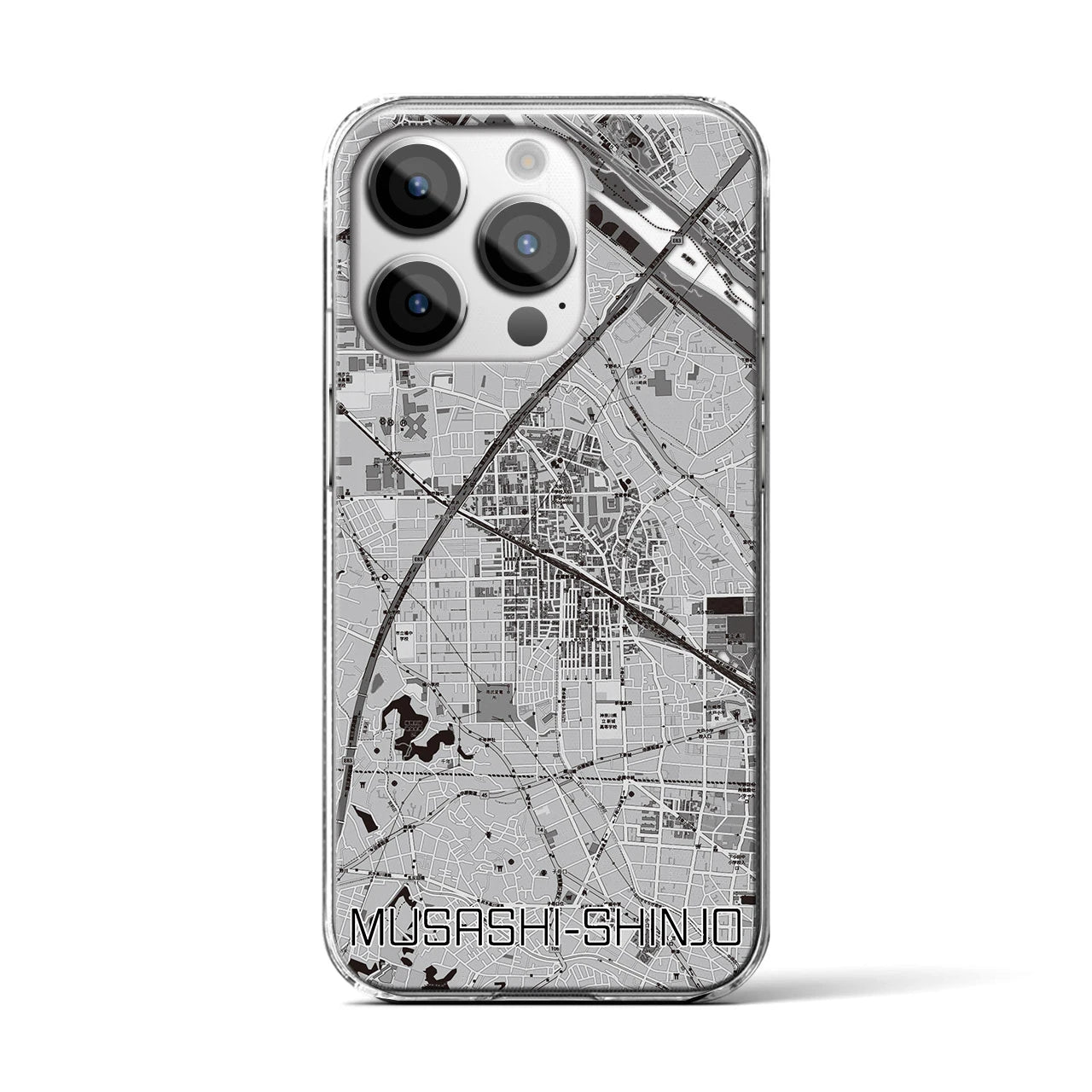 【武蔵新城(神奈川県)】地図柄iPhoneケース(クリアタイプ)