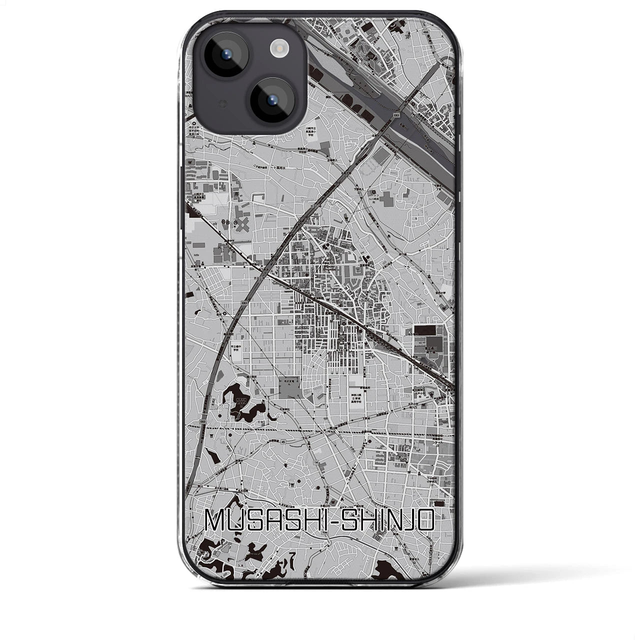 【武蔵新城(神奈川県)】地図柄iPhoneケース(クリアタイプ)