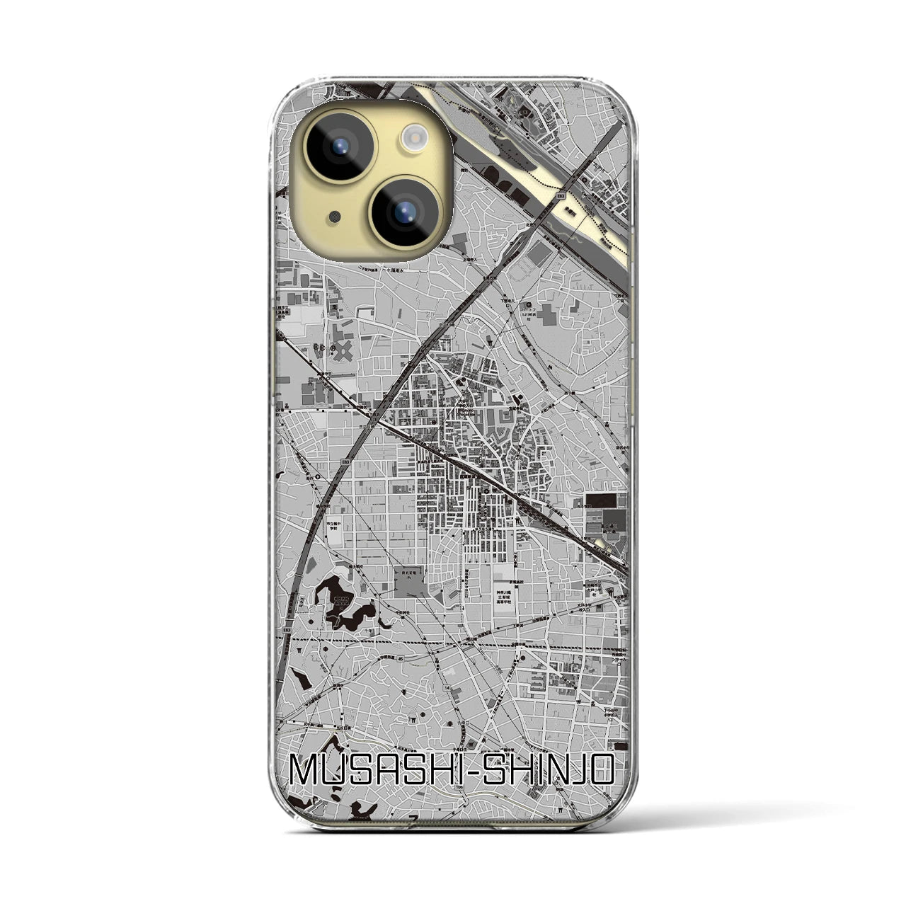 【武蔵新城(神奈川県)】地図柄iPhoneケース(クリアタイプ)