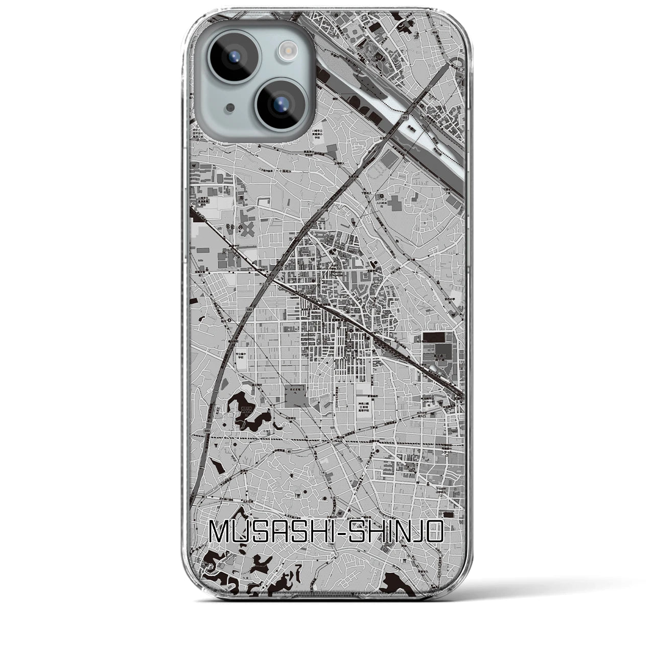 【武蔵新城(神奈川県)】地図柄iPhoneケース(クリアタイプ)
