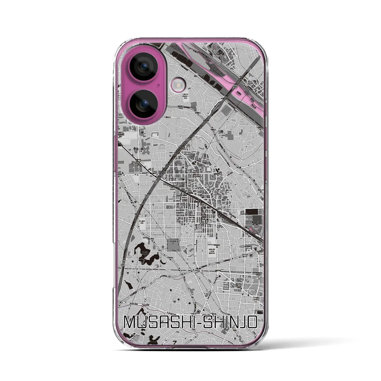 【武蔵新城(神奈川県)】地図柄iPhoneケース(クリアタイプ)