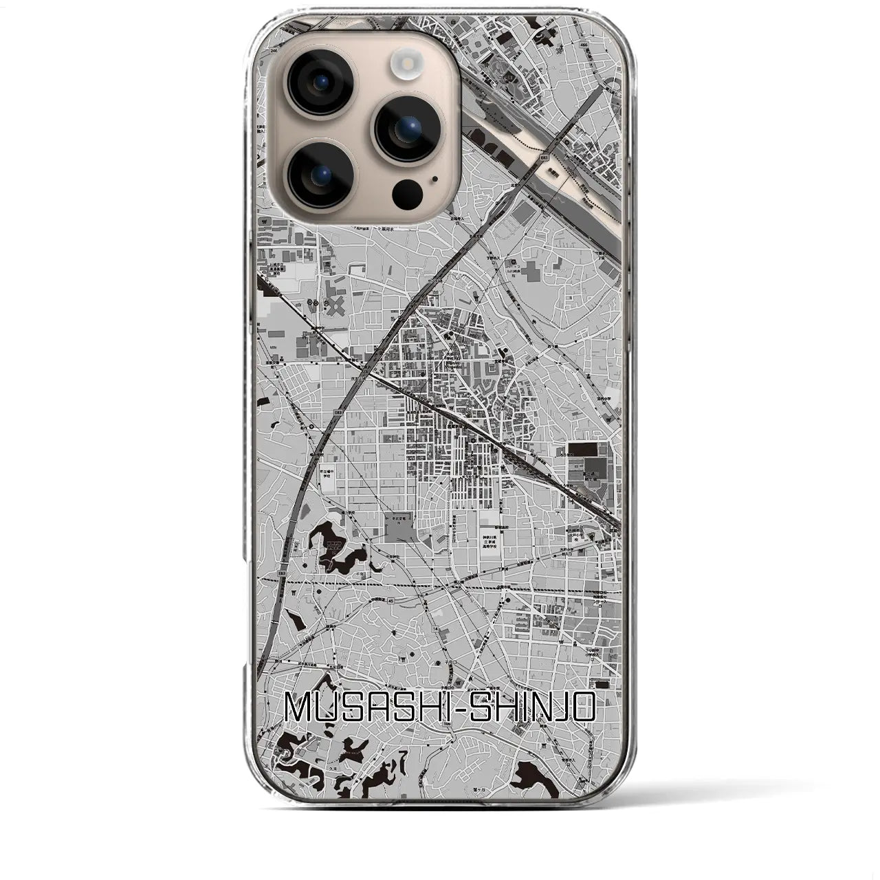 【武蔵新城(神奈川県)】地図柄iPhoneケース(クリアタイプ)