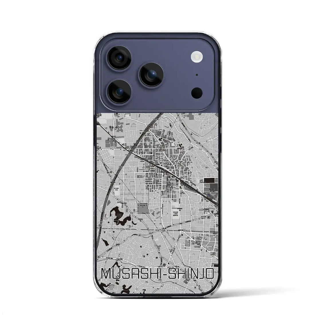 【武蔵新城(神奈川県)】地図柄iPhoneケース(クリアタイプ)