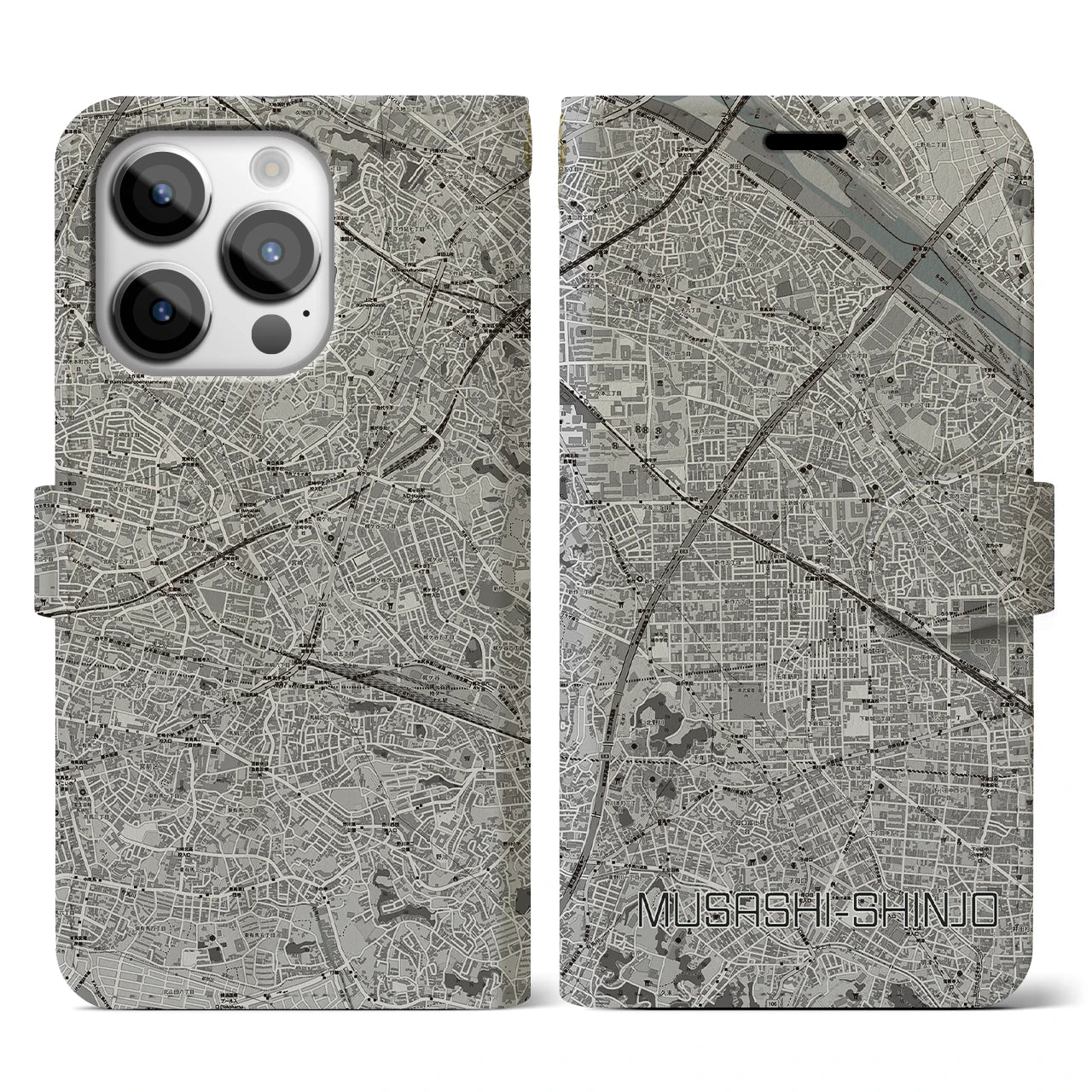 【武蔵新城(神奈川県)】地図柄iPhoneケース(手帳タイプ)