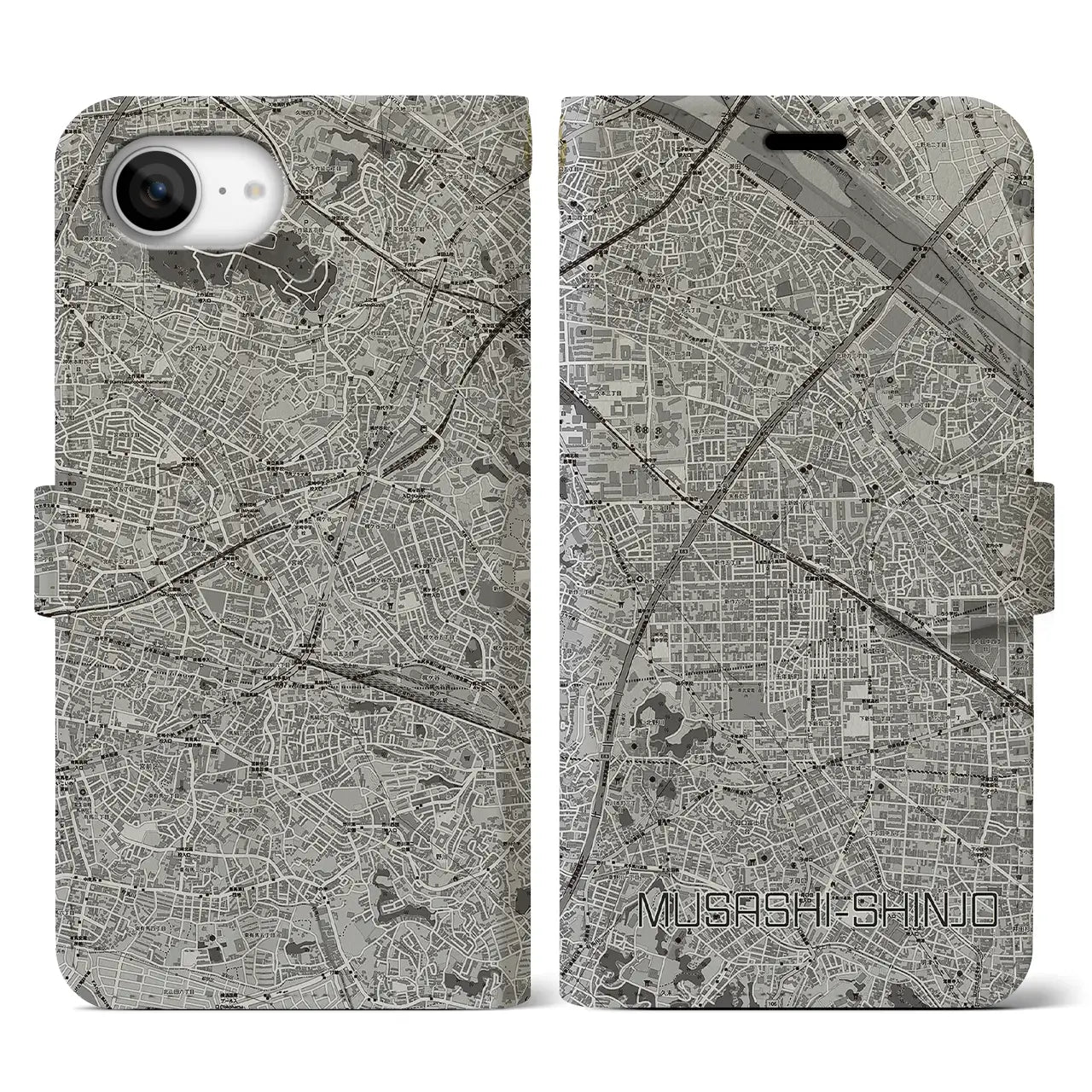 【武蔵新城(神奈川県)】地図柄iPhoneケース(手帳タイプ)
