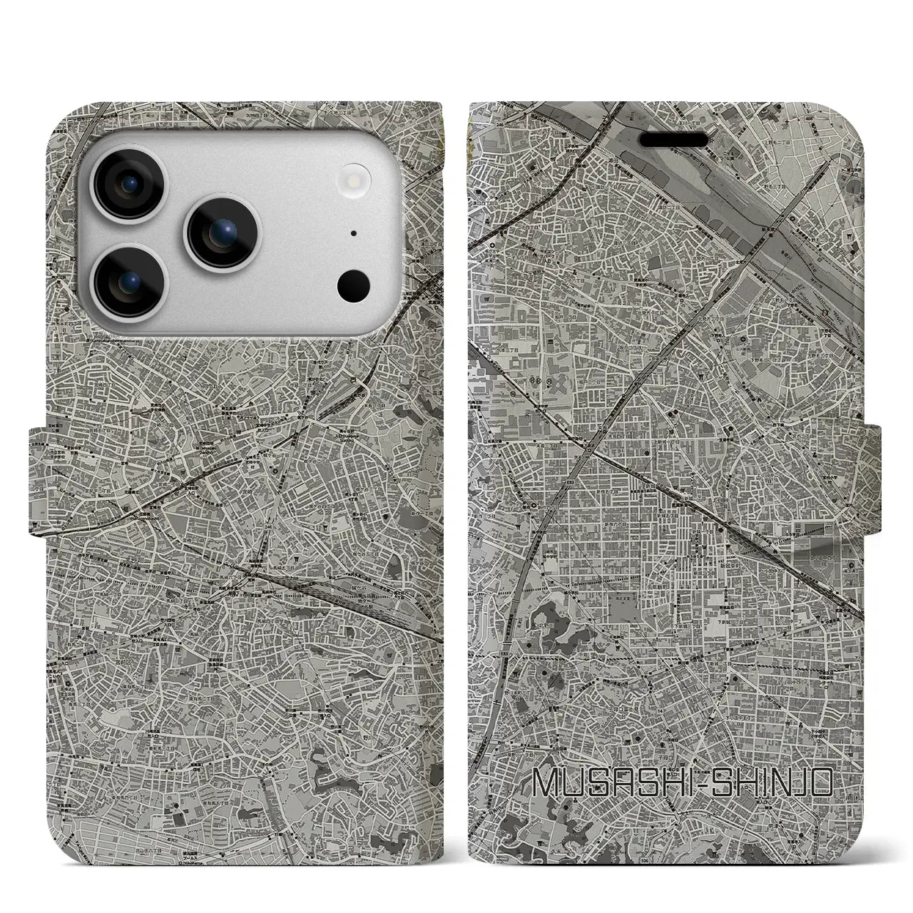 【武蔵新城(神奈川県)】地図柄iPhoneケース(手帳タイプ)