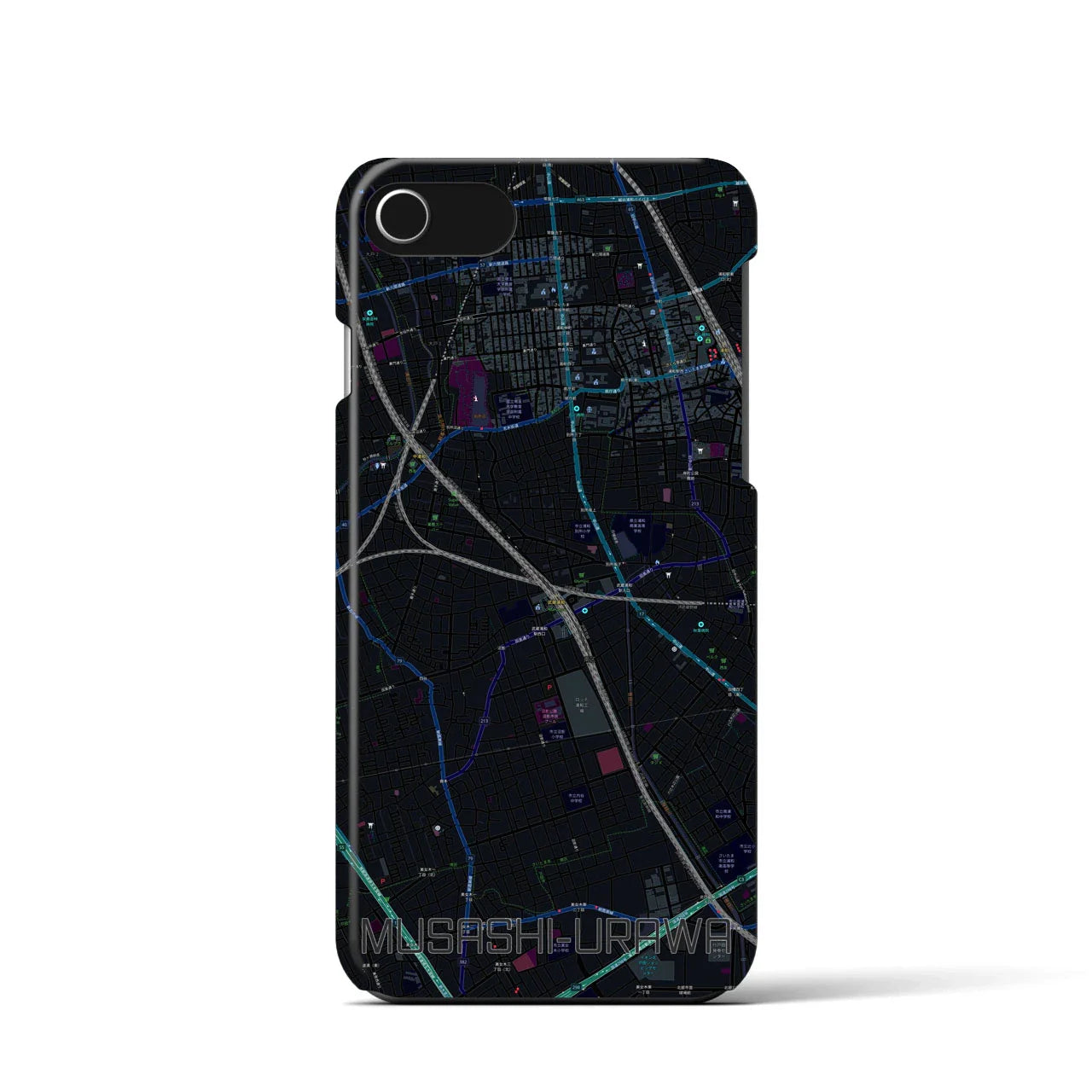【武蔵浦和(埼玉県)】地図柄iPhoneケース(バックカバータイプ)