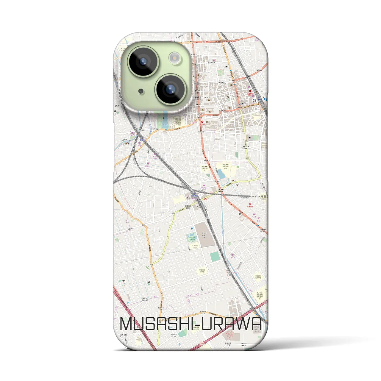 【武蔵浦和(埼玉県)】地図柄iPhoneケース(バックカバータイプ)