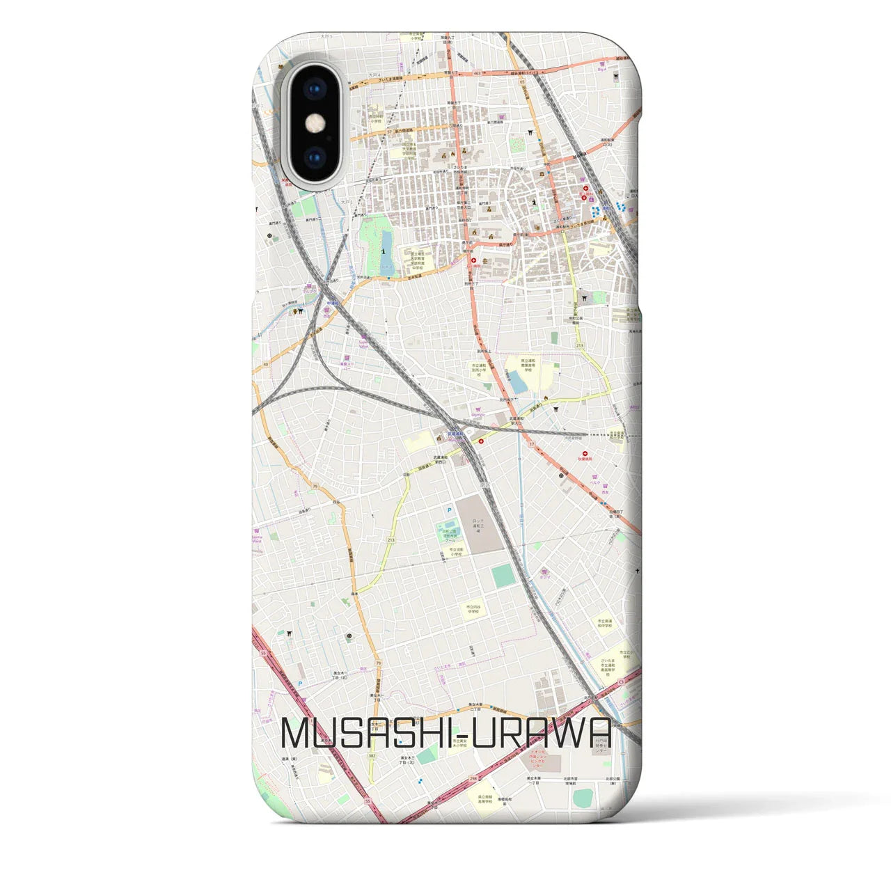 【武蔵浦和(埼玉県)】地図柄iPhoneケース(バックカバータイプ)