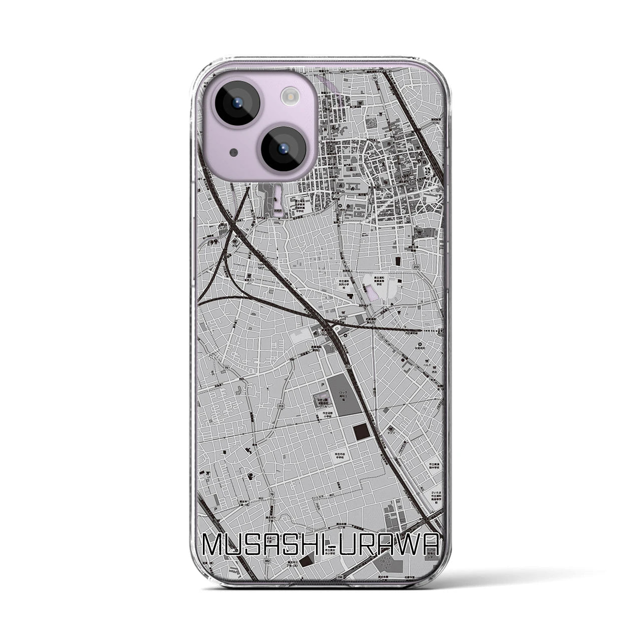 【武蔵浦和(埼玉県)】地図柄iPhoneケース(クリアタイプ)