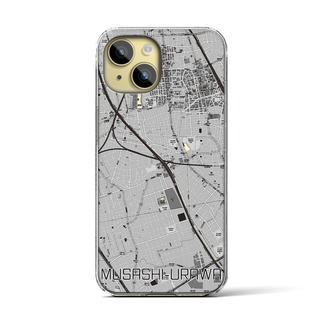 【武蔵浦和(埼玉県)】地図柄iPhoneケース(クリアタイプ)