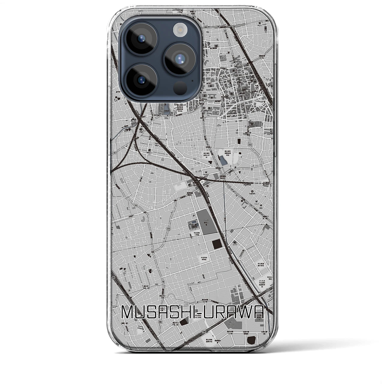 【武蔵浦和(埼玉県)】地図柄iPhoneケース(クリアタイプ)