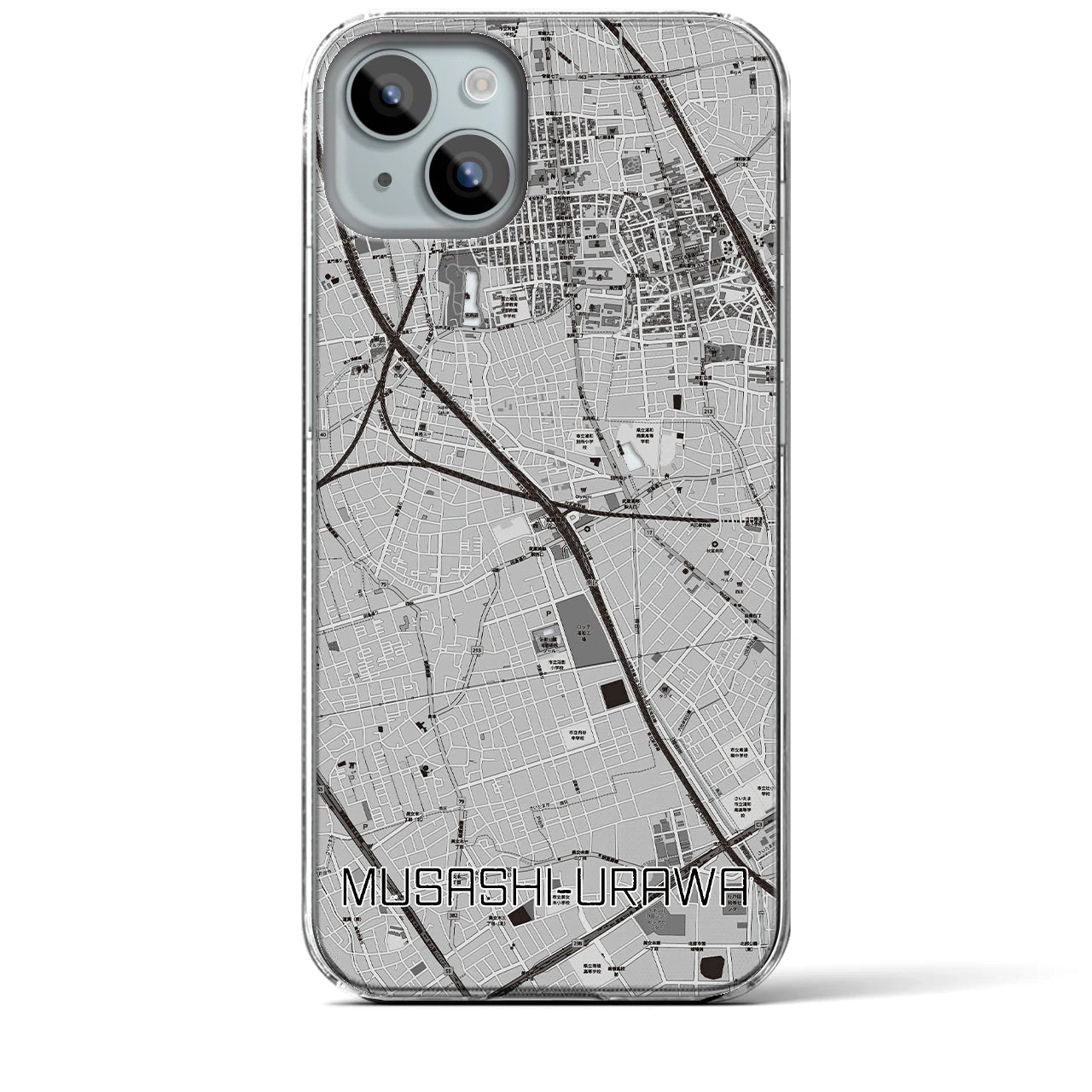 【武蔵浦和(埼玉県)】地図柄iPhoneケース(クリアタイプ)