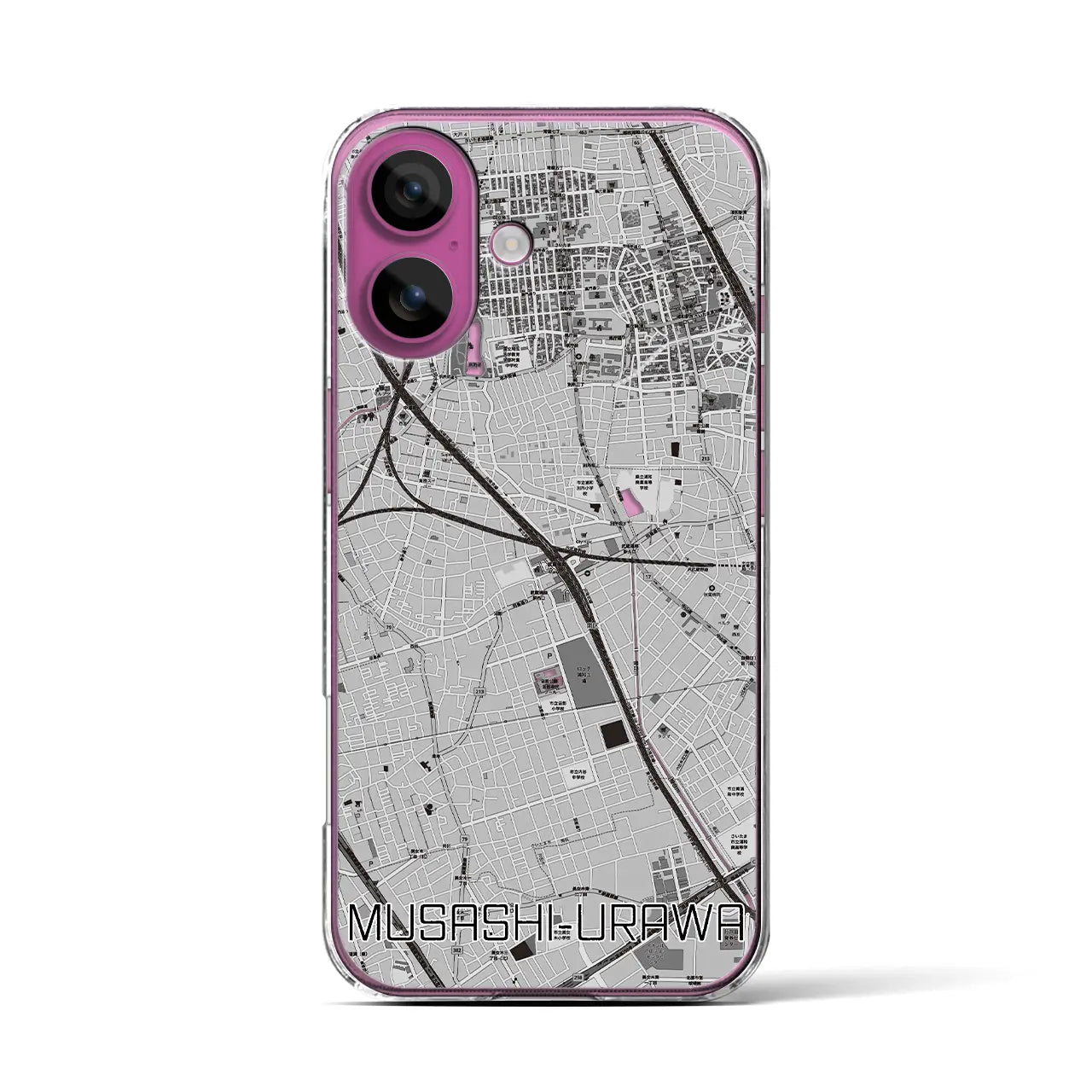 【武蔵浦和(埼玉県)】地図柄iPhoneケース(クリアタイプ)