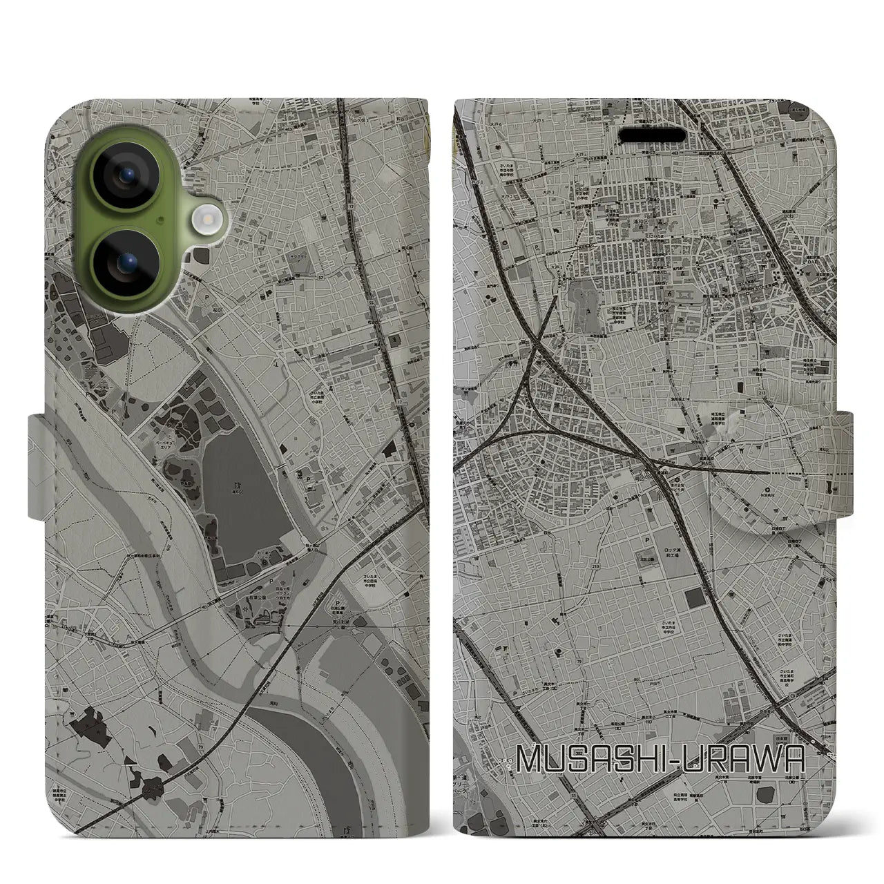 【武蔵浦和(埼玉県)】地図柄iPhoneケース(手帳タイプ)