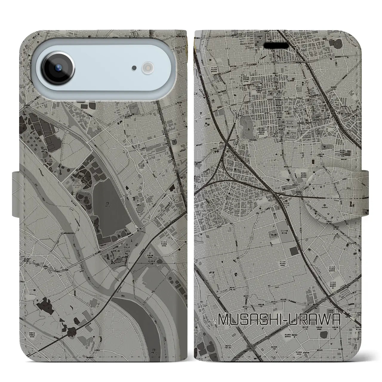 【武蔵浦和(埼玉県)】地図柄iPhoneケース(手帳タイプ)