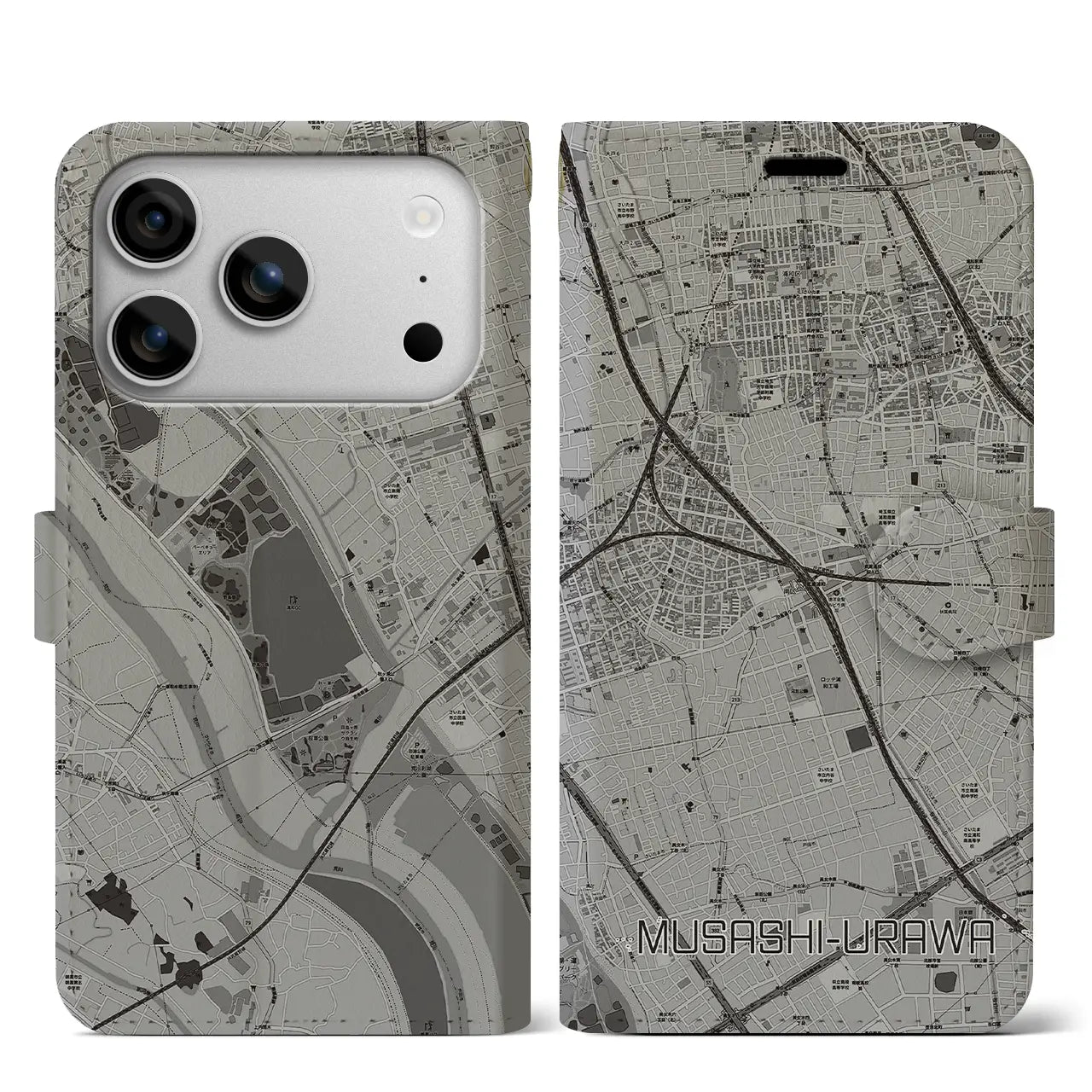 【武蔵浦和(埼玉県)】地図柄iPhoneケース(手帳タイプ)