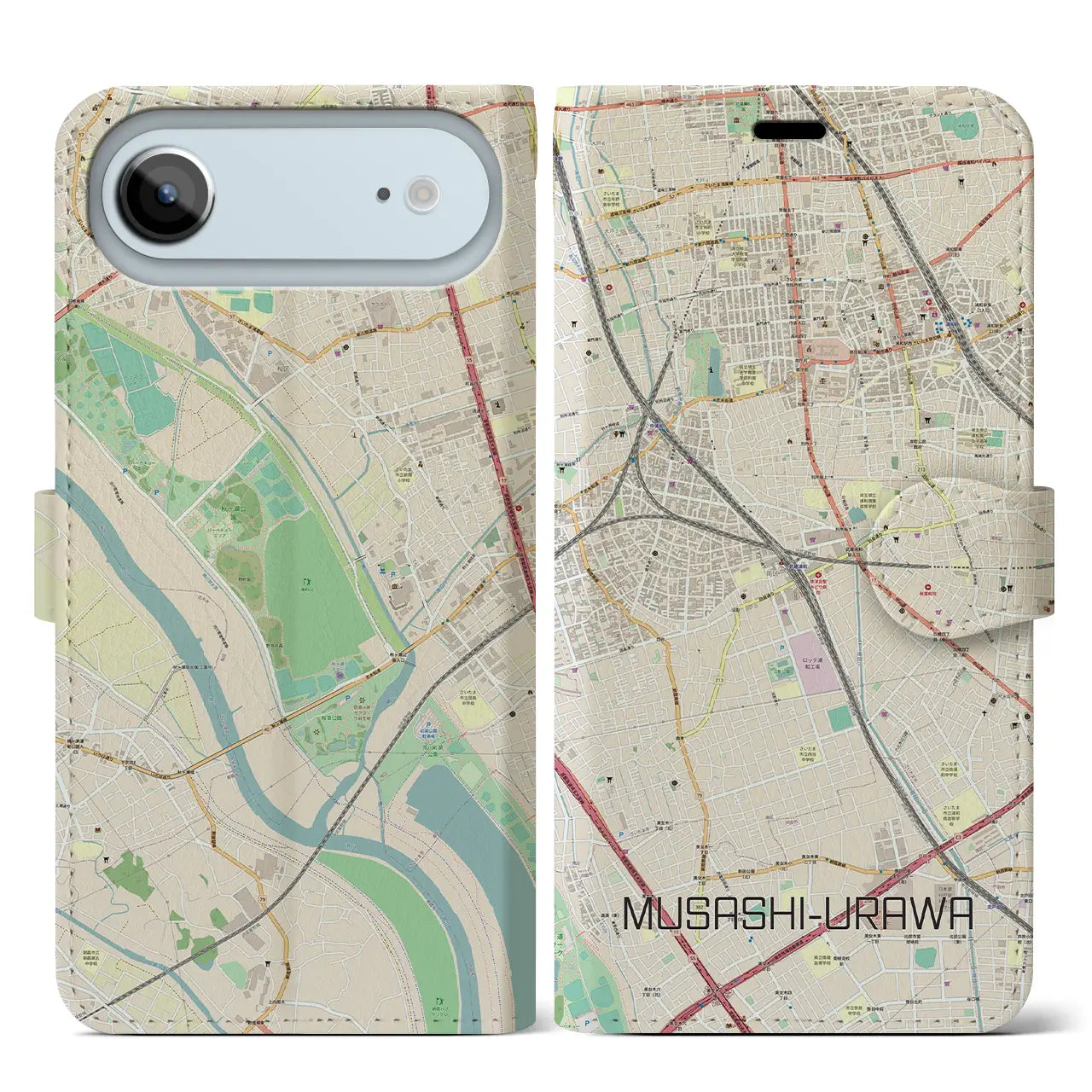 【武蔵浦和(埼玉県)】地図柄iPhoneケース(手帳タイプ)