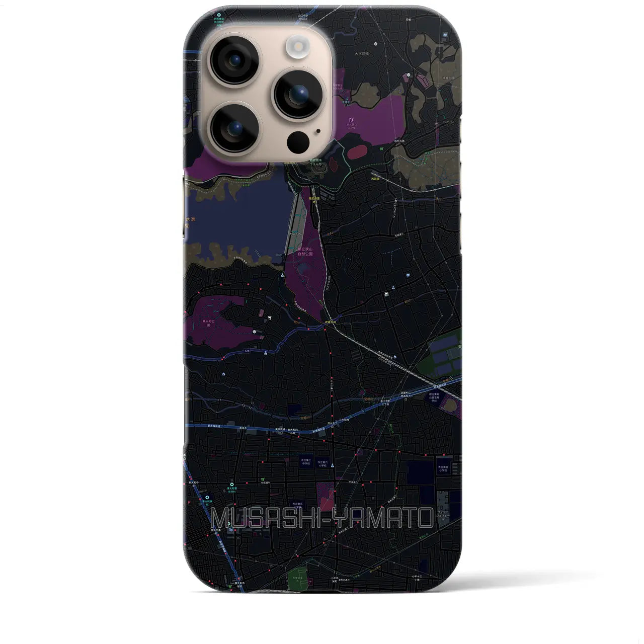 【武蔵大和(東京都)】地図柄iPhoneケース(バックカバータイプ)
