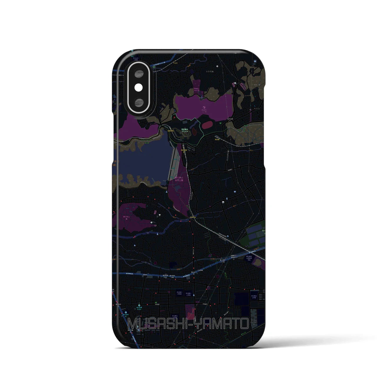 【武蔵大和(東京都)】地図柄iPhoneケース(バックカバータイプ)