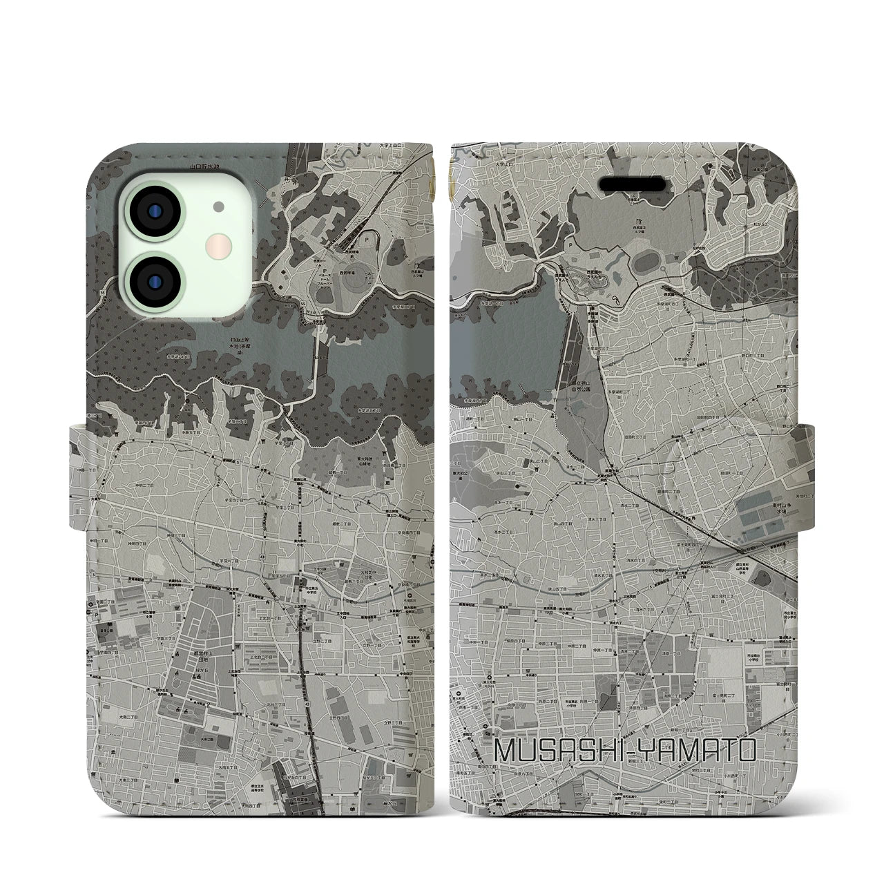 【武蔵大和(東京都)】地図柄iPhoneケース(手帳タイプ)